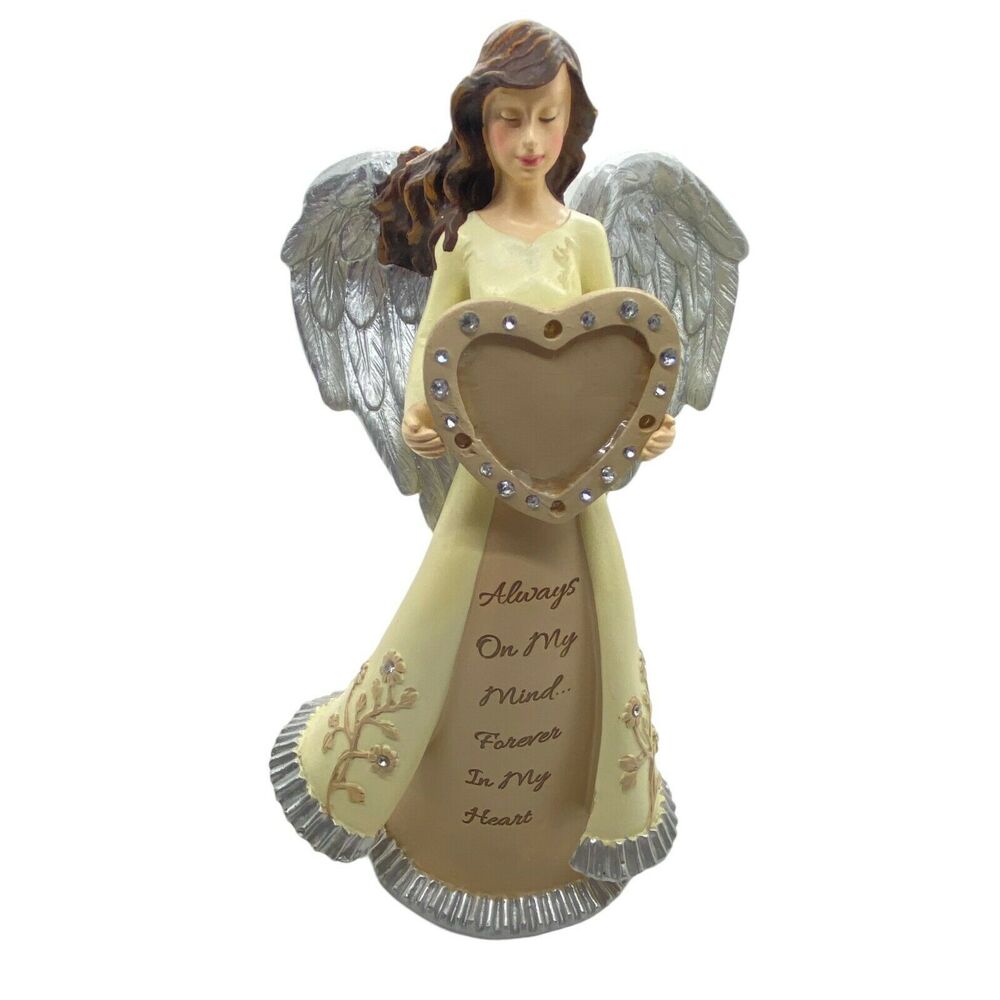 Angel Figurine Collections Etc. Memorial Remembering Cream Resin Beautiful 9.5"